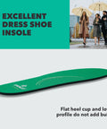Rx Comfort Thin Lightweight Orthotic Insole With Spencore Cushioning displayed with green color for pain relief and everyday walking.