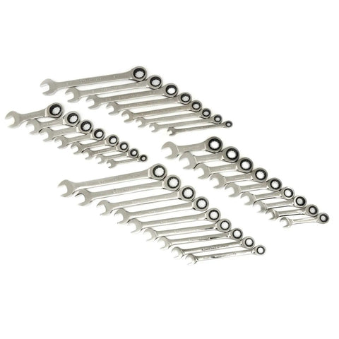 34 Piece Standard And Stubby Ratcheting Wrench Set With SAE And Metric Sizes, 72 Tooth Box End Delivers Quick Moves For Fasteners