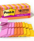 Super Sticky 3 By 3 Neon Fizz Notes Dispenser Pack 18 Pads With 90 Sheets Each Double Strength Adhesive For Bold Reminders Ideal For Office School Or Home Organization Easy Peel And Bright Color Coding, 3M Post-it box with neon sticky notes
