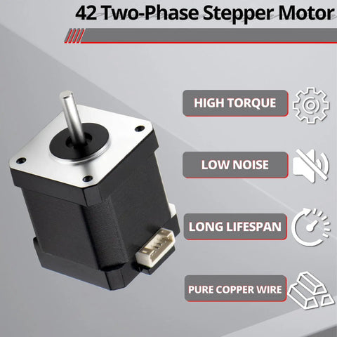 42 two-phase stepper motor with high torque, low noise, long lifespan, and pure copper wire features