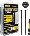 No 10 Three And A Half Inch Black Knurled Star Drive Wood Screws 75 Pack Self Tapping Deck Screws With Free T25 Bit packaging