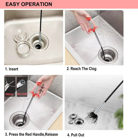 Ultra Slim Drain Snake Clog Remover Tool With Flexible Grabber Reacher Claw For Sink Tub And Toilet Narrow 0.28 Inch Tube 118 Inch Drain Auger For Hair Debris And Tiny Trash Easy Push And Pull Cleaning Access