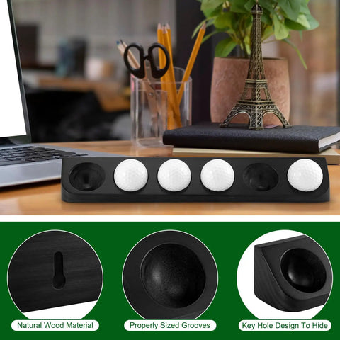 Wooden Golf Ball Display Case Black Wall Mount Holder Shelf For Collectors Secure Ball Display Stand For Golf Balls