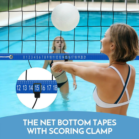 Inground Pool Volleyball Net Set With 26 Ft Adjustable Length, 3 Height Options, Durable Aluminum Poles, Easy Setup For Backyard Fun
