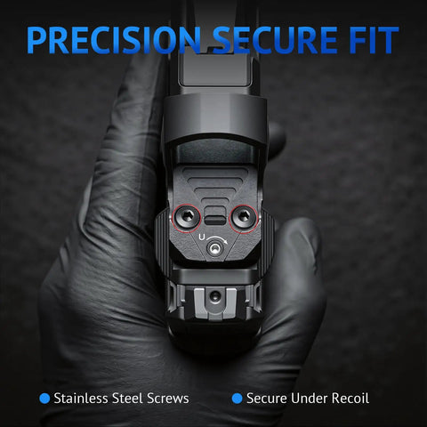 Heavy Duty Red Dot Sight Screw Kit With Multiple Size Mounting Hardware For Pistols And Optics Drop In Setup No Sweat Rigging Tight Secure Fit Built Solid Field Ready Gear Upgrade showing precision screw fit and stainless steel screws.
