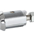 12 Pack Tubular Cam Lock Set 1-1/8 Inch Cylinder, 90 Degree Cabinet Locks, chrome finish zinc alloy, close-up view