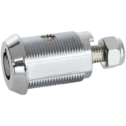 12 Pack Tubular Cam Lock Set 1-1/8 Inch Cylinder, 90 Degree Cabinet Locks, chrome finish zinc alloy, close-up view