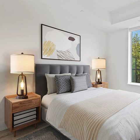 Farmhouse Rustic Table Lamp Set Of 2 With USB Port And 3 Way Dimmable Touch Lamps Bedside Lamps With Rotary Switch Industrial Birdcage Style For Bedroom Or Living Room Bulbs Included