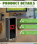 Square Golf Launch Monitor Protective Shield Case in clear acrylic shown indoors, protecting against ball strikes and bumps.