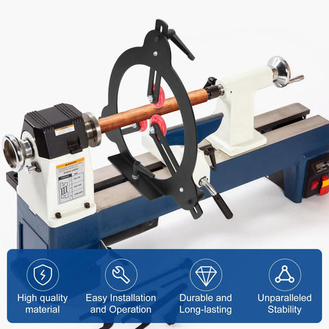 Pro Grade Woodturning Steady Rest For 12 14 And 16 Inch Lathe Swing 3 Point Adjustable Woodworking Stabilizer on lathe