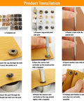 400 Piece Leather Fasteners Kit With Rivets, Eyelets, Grommets, Snaps and Binding Screws installation process with tools and materials