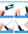 Step-by-step installation of drill bits in 3 Speed Cordless Mini Drill Pen USB Rechargeable DIY Electric Hand Drill Kit