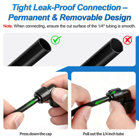 45 Pack Quick Connect Drip Irrigation Fittings Kit For 1/4 Inch Tubing With Push To Fit Connectors Easy Setup Guide