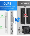Pocket Door Hardware With Lock Privacy Recessed Edge Pull In Brushed Nickel For Smooth Quiet Sliding Doors Flush Mount Handle Kit With Durable Easy Install Design, brushed nickel recessed handle