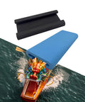2 Piece Dragon Boat Seat Cushions With EVA Foam Padding Shock Absorbing For Kayak Paddling Fishing Boats And Rowing Machines Waterproof Non Slip Seat Pads For Comfort And Fatigue Reduction Sky Blue And Black shown with a colorful dragon boat backdrop.