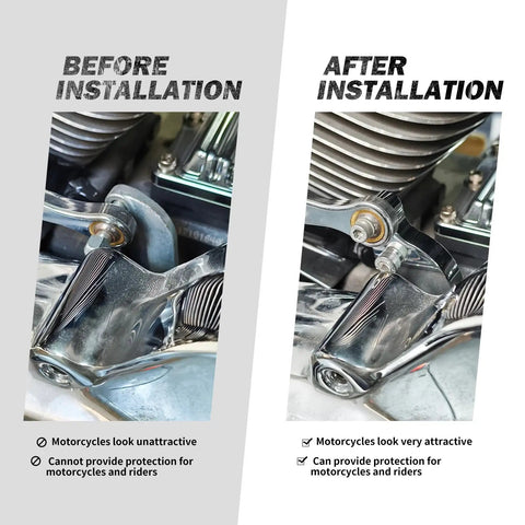 Neutral Gear Shift Assist Kit For 2017 And Later Touring M8 And 2018 And Later Softail M8 Motorcycles Left Side Shift Lever Chrome Before and After Installation Comparison