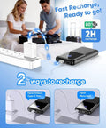 Ultra Slim 15000mAh Power Bank With Built In iOS And Type C Cables, Multiport Charger With USB A, Type C, Micro Outputs, on bedside charging scene