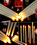 24 Pack Flameless Taper Candles Battery Operated LED Candles With Realistic Flicker, 11 Inch Ivory Tapered Candles arranged in V-shape