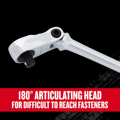 V Series Three Eighths Inch Drive Ratchet With Flexible Head XL 96 Tooth 180 Degree Articulating Head