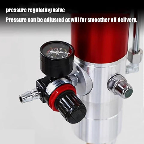 Professional Air Operated Grease Pump Kit featuring pneumatic grease gun with adjustable pressure regulating valve.