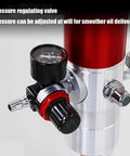 Pressure regulating valve on Heavy Duty Air Operated Grease Pump for 55 Gallon Drum, adjustable for smooth oil delivery.
