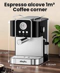 Professional 20 Bar Espresso Coffee Maker With Built In Steam Wand And Silky Milk Frother, Semi Automatic Home Barista Brewer.