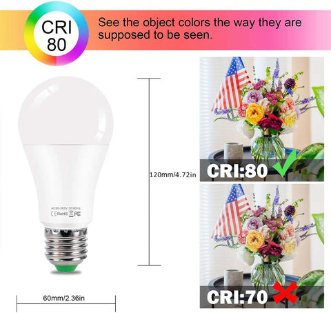 Color Changing LED Bulb With Remote Control, 10W E26 RGB Plus Daylight White 5700K, Dimmable With Memory, Mood Lighting For Home Decor, Stage, Bar And Party Vibes, 2 Pack