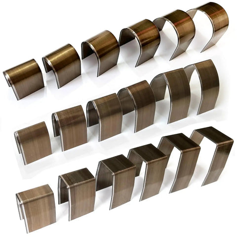 Leather Corner Punch Set With 18 Pieces In 6 Sizes And 3 Shapes, visible high carbon steel corner cutters in various sizes and shapes.