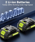 Pair of 20V batteries for Cordless Leaf Blower With Dual Batteries And Charger 130 MPH 180 CFM High Speed Air Lightweight