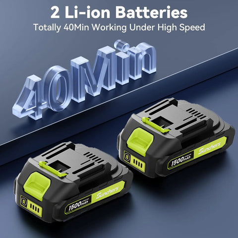 Pair of 20V batteries for Cordless Leaf Blower With Dual Batteries And Charger 130 MPH 180 CFM High Speed Air Lightweight