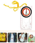 Survival Compass With Ruler For Outdoor Navigation Lightweight Hiking Gear shown with yellow cord, compact design