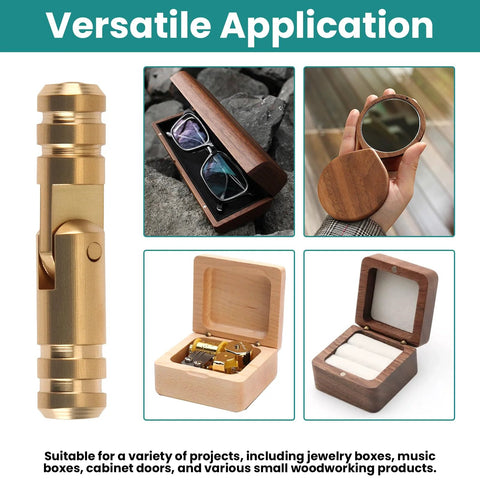 25 Pcs Small Brass Barrel Hinges for Wooden Boxes 135 Degree Folding Mini Hidden Cylinder Hinges shown in use on boxes