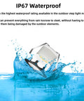 Warm White Recessed LED Deck Light Kit With Black Protective Shell For Embedded Installation, waterproof in blue water
