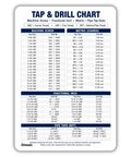 Straight Up Solid Magnetic Tap And Drill Size Reference Chart Eight By Ten Inches covering metric fractional and NPT pipe sizes, 8x10 inch magnetic board.