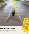 Heavy Duty Folding Wet Floor Signs, Set Of Twelve Double Sided Bilingual Safety Placards For Shop And Office Floors, Bold Yellow Warning Markers with weighted tips.