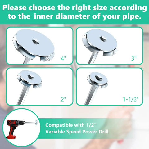 Four Piece PVC Pipe Reamer Set With Socket Saver Heads for Removing SCH 40 From Hub, Includes 1-1/2 In, 2 In, 3 In, 4 In