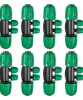 10 Pcs 4 Way Anti Leak Barbed Drip Irrigation Tee Connectors For 1/2 Inch ID To 1/4 Inch OD Tubing With Locking Buckle