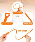 Close-up of an orange 25 Inch Drain Snake Six Pack Hair Clog Remover Tools for Shower Kitchen Sink Bath Tub, showing flexibility and barbed design.