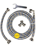 12 Foot Steam Dryer Hose Install Kit With Octagon Connections, stainless steel burst proof hose, universal fit, tools included.