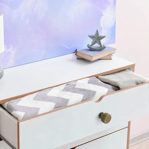 Antique Brass Cabinet Knobs Set, 6 Pack, Heavy Duty Solid Brass Drawer Pulls For Cabinets shown on white dresser drawer.