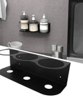 Solid Two Pack Aerosol Bottle Holder Wall Mount For Spray Cans Beefy Steel Storage Rack displaying black metal design and three cup holders.