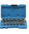 13 Piece Screw Extractor And Bolt Remover Set With Three Eighths Inch Drive Beefy Heavy Duty Multi Spline Kit in blue case