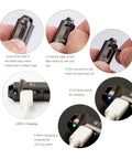 Gen 4 Mini Keychain Flashlight Ultra Bright 650 Lumens USB C Rechargeable EDC Light charging process illustration.