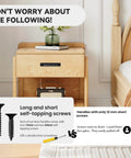 Bedroom scene with a nightstand, comparing long and short self-tapping screws for Black Barn Door Handles 5.9 Inch Gate Pulls.