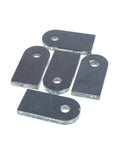 Badass Weld On Chassis Tabs Featuring Three Eighth Inch Center Holes Crafted From Heavy Duty Quarter Inch Steel Perfect For Rock Solid Suspension Upgrades And Ultimate Hot Rod Customization Pack Of Five arranged in a group.