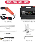 Romech Hot Knife Foam Cutter 200W Electric Air Cooled Kit includes body cutter, blades, case, stand, and tools.