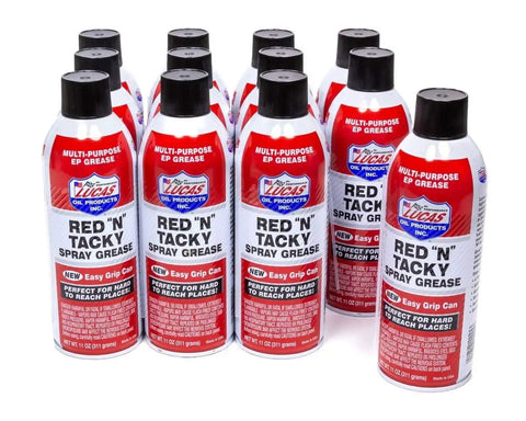 Pack of 12 Red N Tacky Easy Grip Aerosol Grease Spray For Quick Cling Lubrication, Water Resistant, 11 Ounce Cans