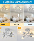 Chrome Semi Flush Mount 4-Light Sputnik Ceiling Fixture With E26 Base in 3 light temperatures and on-off modes.