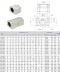 Two SCS10UU aluminum linear bearing blocks, 35mm long with 10mm bore, CNC/3D printer components
