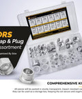 64 Piece ORFS Cap And Plug Set For Hydraulic Hose And Pipe Fittings Heavy Duty Pro Grade O Ring Face Seal Galvanized Carbon Steel Case